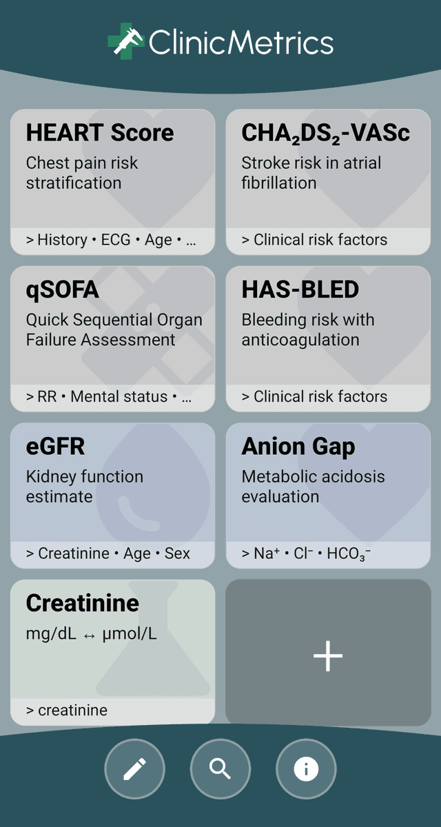 ClinicMetrics — home screen