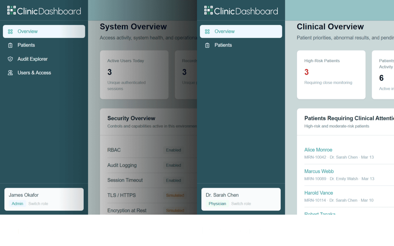 Role-aware web clinical access